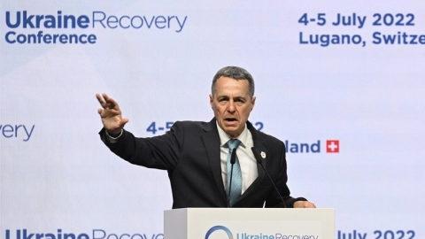 Swiss President Ignazio Cassis speaks at a conference in Lugano, Switzerland, July 5, 2022