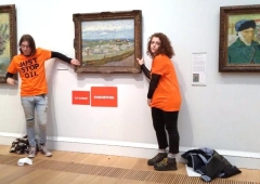 Young supporters of Just Stop Oil glue themselves to a Van Gogh painting: Two young supporters of Just Stop Oil have glued themselves to the frame of a Vincent Van Gogh painting at the Courtauld Gallery in London, as they call for the government to end new oil and gas and for art institutions to join them in civil resistance.